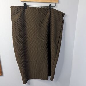 Cashmere Rose Brown Textured Stretch Midi Skirt Size 3X